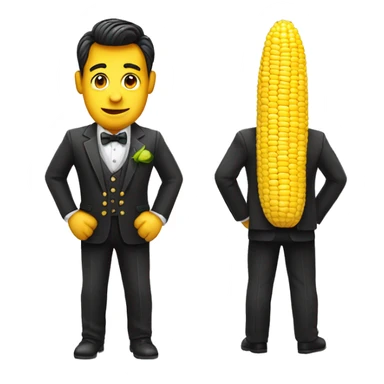 Dapper man in a corn on the cob costume sticker