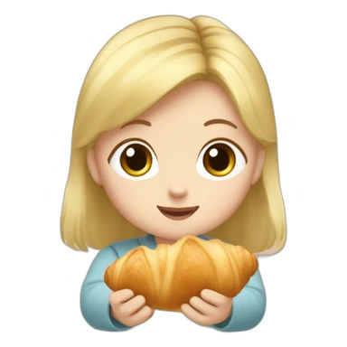 Tête bébé fille blonde qui mange un croissant avec totoro  sticker