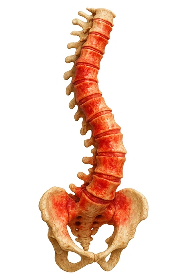 spina dorsale infiammata e storta, scoliosi, iperrealistico 4k sticker