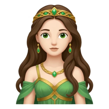 Juno, Marriage Goddess from Rome Mythology with long brunette hair, green outfit sticker