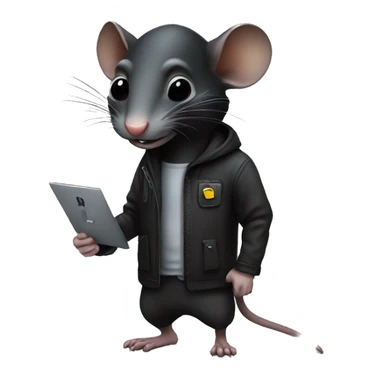 A black rat as a hacker sticker