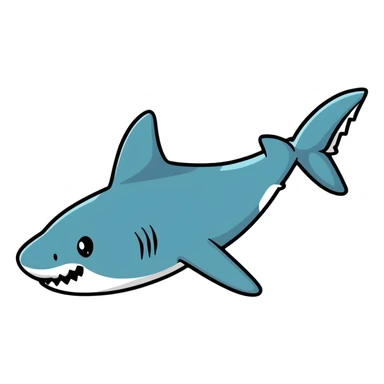 cartoon shark swimming sticker