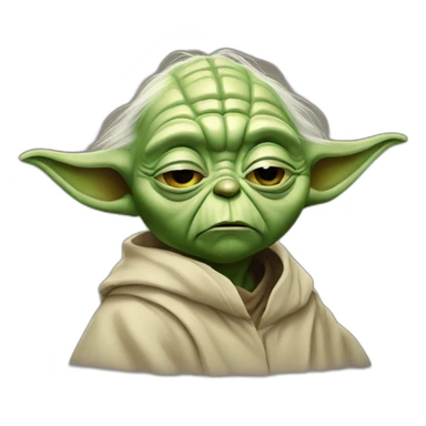Master Yoda crying like a cartoon sticker