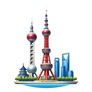 Shanghai Oriental Pearl Tower with a sunset background sticker