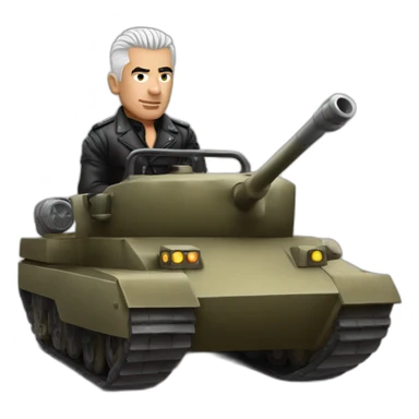 Till Lindemann ridding a tank sticker