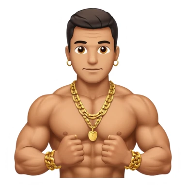 smug muscular shirtless colombian flexing with gold chain sticker