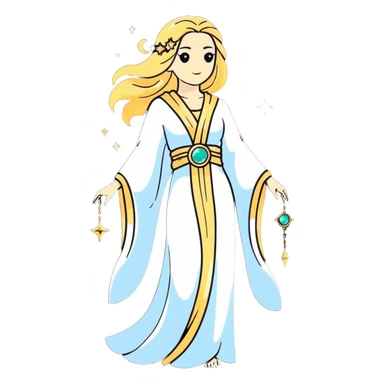 fullbody universe goddess Sophia, Ethereal Light Being, Made of starlight and fractals, Glowing white/gold skin with flowing translucent robes, Hair like galaxy mist, Jewelry made of stars and crystals sticker