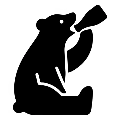 white polar bear drinking Coke, solid filled icon sticker