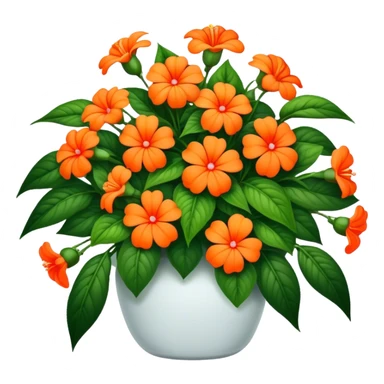 big bouquet Orange Impatiens, luxuriant, stem, leaf sticker