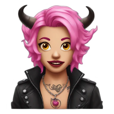 A devil in pink hair and tatto on face  sticker