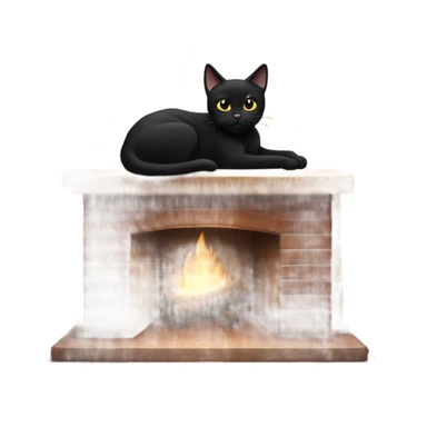 black cat on top of fireplace sticker