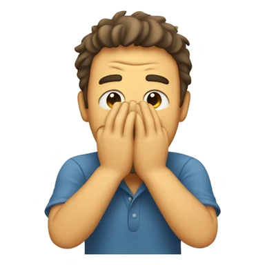 smiling man covering his face with his hands sticker