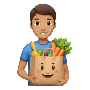 holding a grocery bag sticker