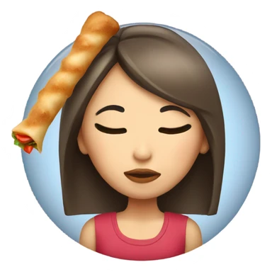 Girl with closed eyes kissing kebab  sticker