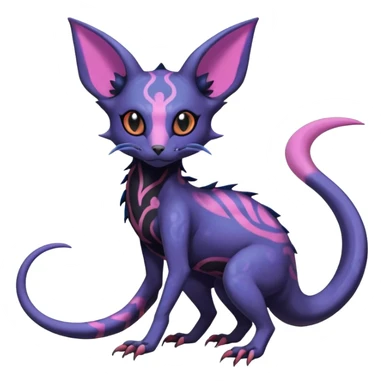 Rare realistic cool cute epic aesthetic gothic colorful Salandit-Amaura-Espeon-Genet-species-Fakemon-hybrid-creature, with markings, full body sticker