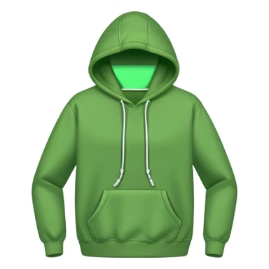 green hoodie with drawstrings, no face or body sticker