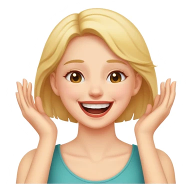 make an emoji with a girl laughing and hands on her neck  sticker