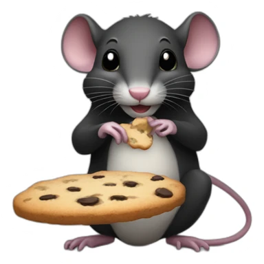 balck rat eats cookie sticker