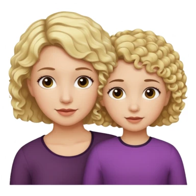 Blonde short hair mom and dark brown curly hair daughter sticker