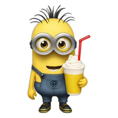 Gang member minion holding an banana milkshake sticker