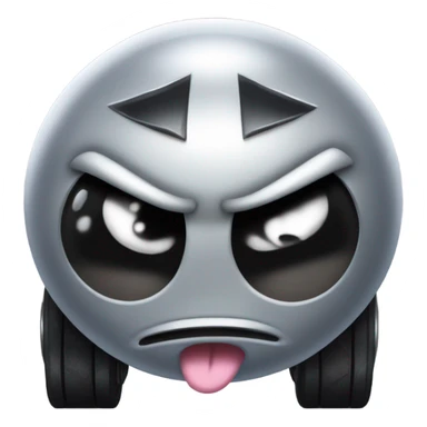 Metal cute mad Kirby Gray ball driving on car wheels with mad eyebrows game sticker