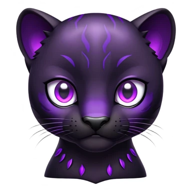 cute black panther with glowing purple eyes sticker