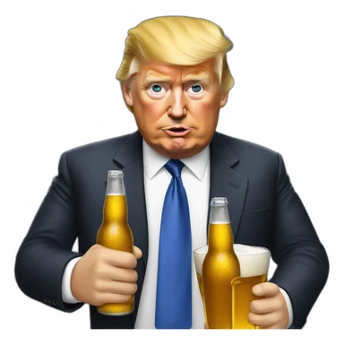 donal trump drinking beer sticker