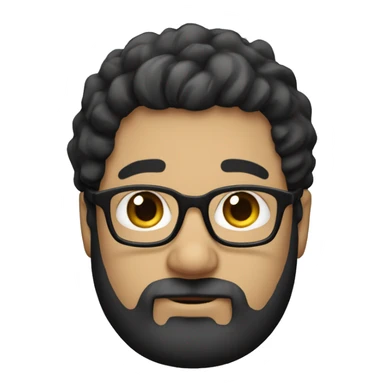fat white male with wavy black hair and a beard brown eyes with glasses sticker