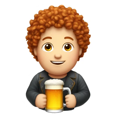 Red curly hair, chubby, drinking beer  sticker