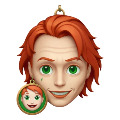 joker emoji with a bronze emoji medal pendant under the face sticker