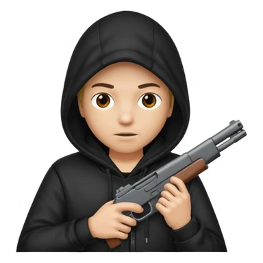 Una persona encapuchada con una pistola que no se ve a la cara sticker