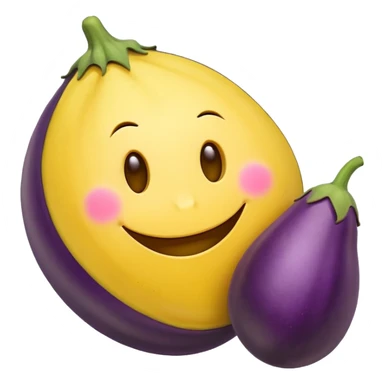 Smiley face with eggplant next to it sticker