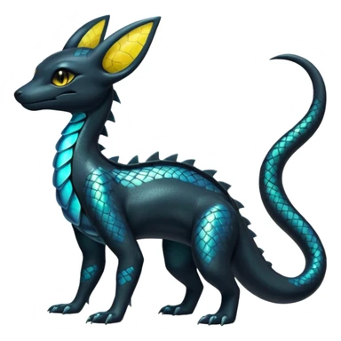 Shiny Iridescent Helioptile-Salandit-Umbreon-Fakémon-hybrid-creature (full body)  sticker