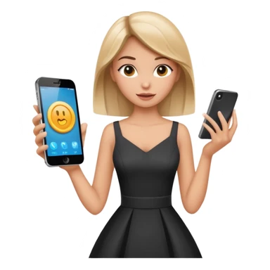 Glam girl tapping a big “buy” button on phone with subtle motion lines — impulsive first-minute shopper sticker