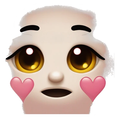 Blushing face with tears in eyes. Hearts all around it sticker