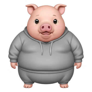 a fat pig with grey sweatshirt on\ sticker