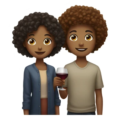 Girl with freckles and curly hair and a boy drink wine   sticker