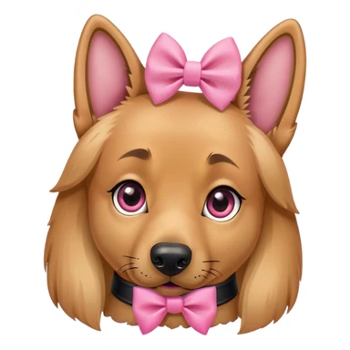 German Shepherd girl honey eyes, pink bow collar  sticker