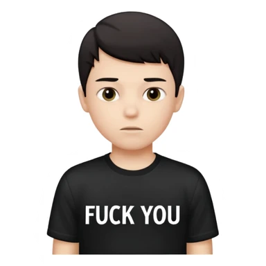 Boy wearing a shirt that says fuck you sticker