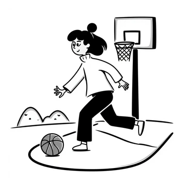 basketball girl player, February theme, play with heart sticker