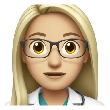 white female doctor with long hair sticker