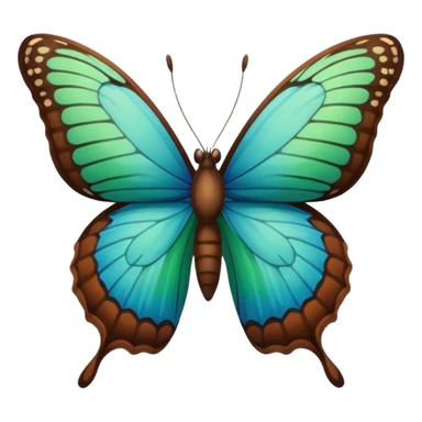 A butterfly with blue edges, green wings, and a brown body  sticker