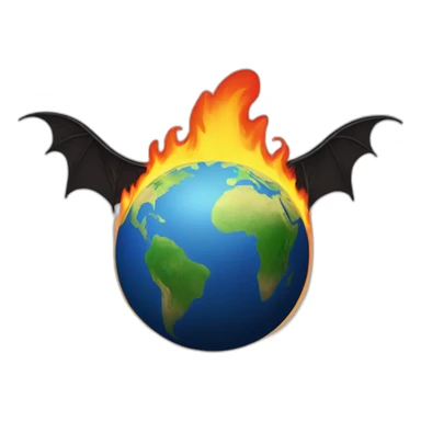 flat earth on fire with bat wings and peper clip sticker