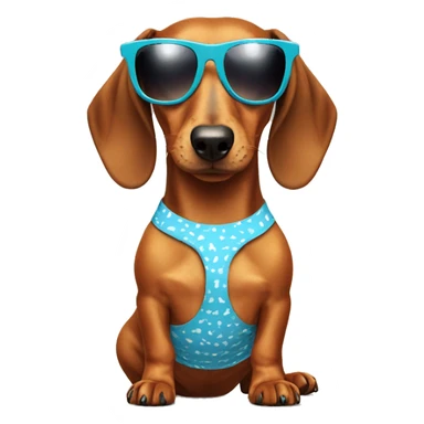 Dachshund wearing sunglasses in a bikini  sticker