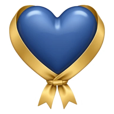 navy heart with gold ribbon  sticker