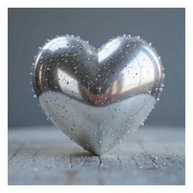 photorealistic metallic silver heart with sparkles and soft highlights sticker