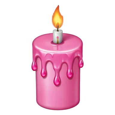 A drawing of a flaming pink candle that could be used at a romantic dinner table. The camera should be isometric at a 45-degree angle. sticker