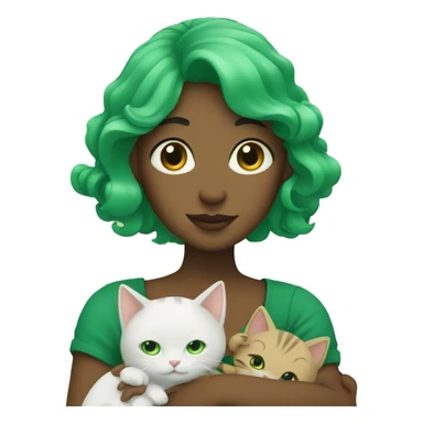 Green haired lady holding babies and cats sticker