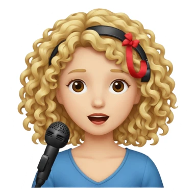 Curly blonde girl singing  sticker