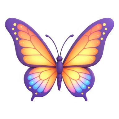 Add lots of glowing and magical dust around the butterfly. Create a soft, magical aura with light flashes and sparkling particles to make the butterfly look like it's from a fairy tale. Keep the background transparent, 3D cartoon, elegant, fantasy style. sticker